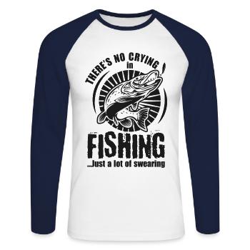 Angler fisherman gifts fishing fishing fishing - Unisex Long Sleeve Baseball T-Shirt - white/navy - Front - Nik (191cm)