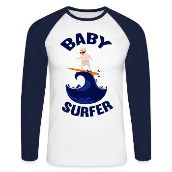 Baby surfer shirt that's cool to wear. - Unisex Long Sleeve Baseball T-Shirt - white/navy - Front - Nik (191cm)