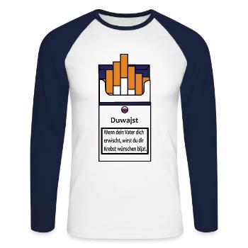 Zigaretten Russisch - Unisex Baseballshirt langarm - Weiß/Navy - Vorne - Nik (191cm)
