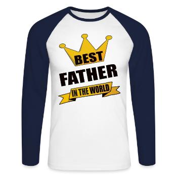 Daddy Father's Day saying best in the world - Unisex Long Sleeve Baseball T-Shirt - white/navy - Front - Nik (191cm)