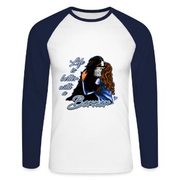 Life is better with a Berner | Yolo-Artwork - Unisex Baseballshirt langarm - Weiß/Navy - Vorne - Nik (191cm)