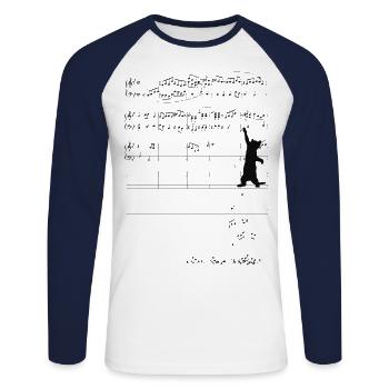 Noten mit Katzen - Unisex Baseballshirt langarm - Weiß/Navy - Vorne - Nik (191cm)