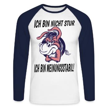 Ich Bin Nicht Stur Ich Bin Meinungsstabil Esel - Unisex Baseballshirt langarm - Weiß/Navy - Vorne - Nik (191cm)