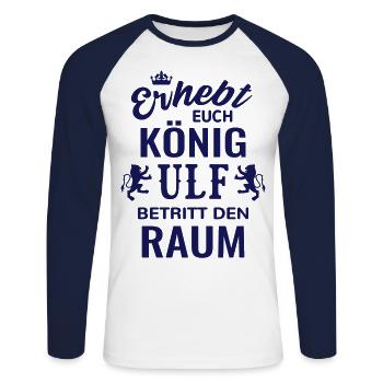 Ulf Name Geschenkidee lustig Erhebt Majestät Raum - Unisex Baseballshirt langarm - Weiß/Navy - Vorne - Nik (191cm)