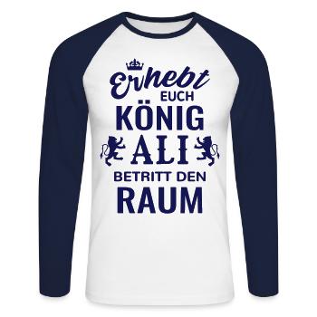 Name Ali Geschenk Geburtstag lustig König Löwe - Unisex Baseballshirt langarm - Weiß/Navy - Vorne - Nik (191cm)