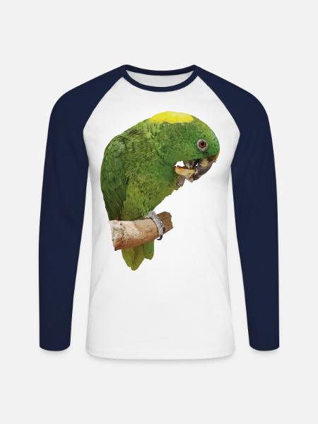 The yellow-naped parrot - Unisex Long Sleeve Baseball T-Shirt - white/navy