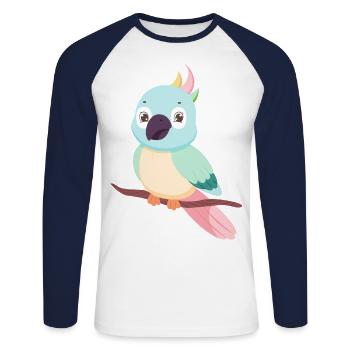 Parrot Famille Mère Bébé T-Shirt - T-shirt baseball manches longues Homme - blanc/marine - Devant - Nik (191cm)