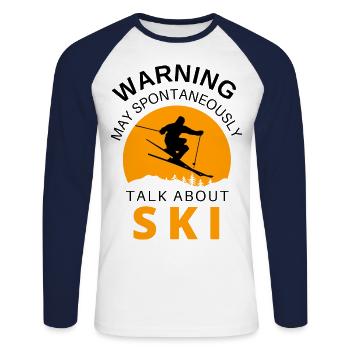 Ski. Ski Winter Sports - Unisex Long Sleeve Baseball T-Shirt - white/navy - Front - Nik (191cm)