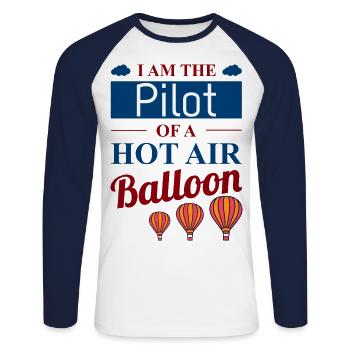 Heißluftballonfahrt Trichter Ballon Pilot Ballonfahrer - Unisex Baseballshirt langarm - Weiß/Navy - Vorne - Nik (191cm)