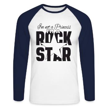Je ne suis pas une princesse, je suis une rock star - T-shirt baseball manches longues Homme - blanc/marine - Devant - Nik (191cm)