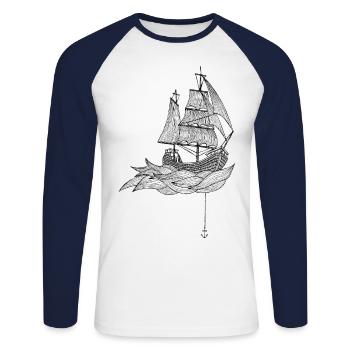 The ship - Unisex Long Sleeve Baseball T-Shirt - white/navy - Front - Nik (191cm)