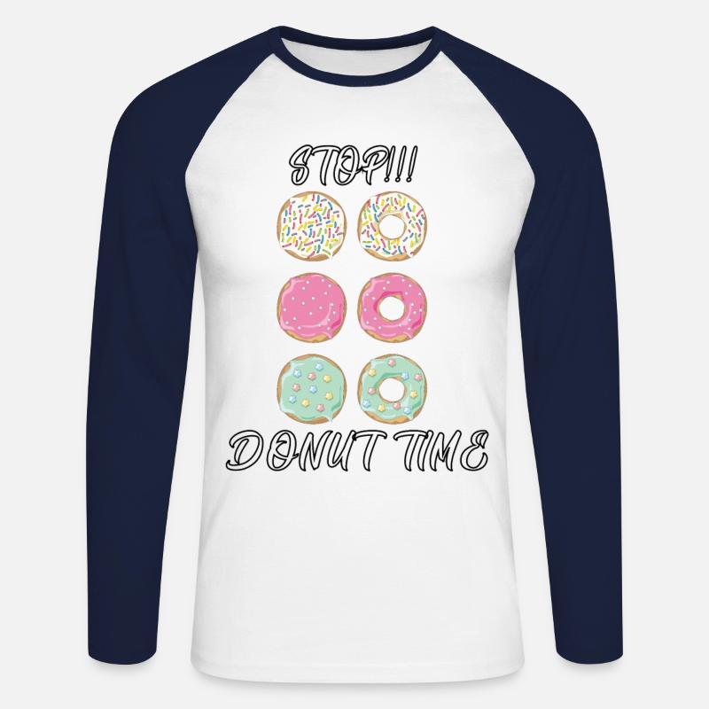 Donut - Unisex Baseballshirt langarm - Weiß/Navy