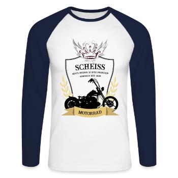 Fuck real princes on horseback - Unisex Long Sleeve Baseball T-Shirt - white/navy - Front - Nik (191cm)