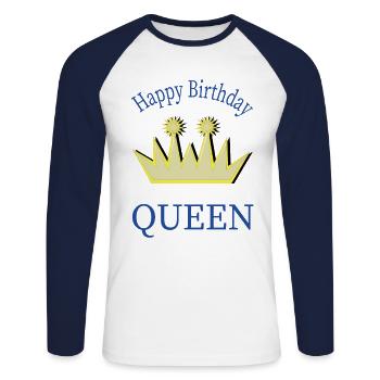 REINE joyeux anniversaire joyeux anniversaire - T-shirt baseball manches longues Homme - blanc/marine - Devant - Nik (191cm)