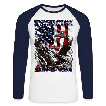 Truck Driver Vintage Birthday Gift America - Unisex Long Sleeve Baseball T-Shirt - white/navy - Front - Nik (191cm)