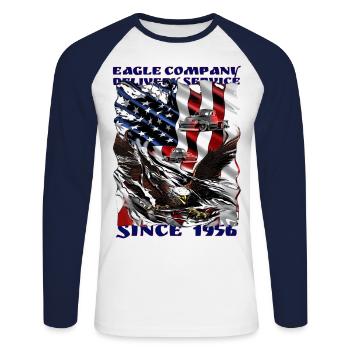 V8 Truck Shirt cool saying with eagle year of birth - Unisex Long Sleeve Baseball T-Shirt - white/navy - Front - Nik (191cm)