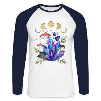Igel im Traumland - Unisex Baseballshirt langarm - Weiß/Navy - Vorne - Nik (191cm)