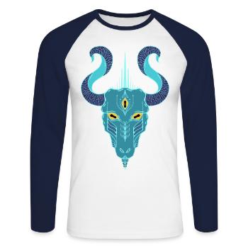 Cybergoat - Turquoise - Unisex Long Sleeve Baseball T-Shirt - white/navy - Front - Nik (191cm)