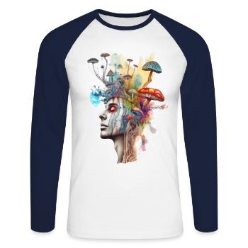 Trippy Shaman - T-shirt baseball manches longues Homme - blanc/marine - Devant - Nik (191cm)