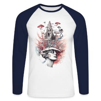 Trippy Shaman - T-shirt baseball manches longues Homme - blanc/marine - Devant - Nik (191cm)