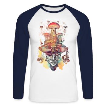 Trippy Shaman - T-shirt baseball manches longues Homme - blanc/marine - Devant - Nik (191cm)