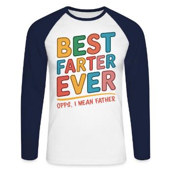 Pet Dire Péter Papa Chiots Drôle Pet Cadeau - T-shirt baseball manches longues Homme - blanc/marine - Devant - Nik (191cm)