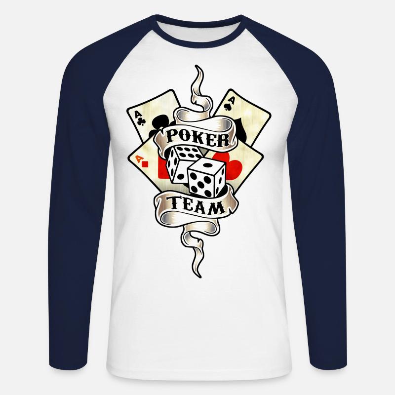 poker team design 8 - Unisex Baseballshirt langarm - Weiß/Navy