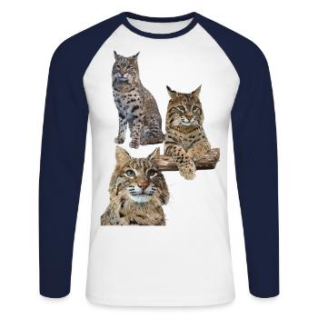 Lynx - T-shirt baseball manches longues Homme - blanc/marine - Devant - Nik (191cm)
