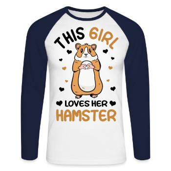 This Girls loves Hamsters Animal Owner Pets Lover - Unisex Baseballshirt langarm - Weiß/Navy - Vorne - Nik (191cm)