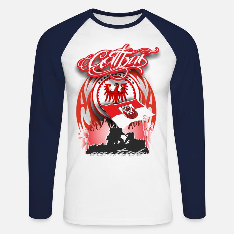 cottbus - Unisex Baseballshirt langarm - Weiß/Navy