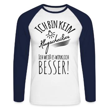 JE NE SUIS PAS UNE MERDE INTELLIGENTE QUE JE CONNAIS MIEUX! - T-shirt baseball manches longues Homme - blanc/marine - Devant - Nik (191cm)