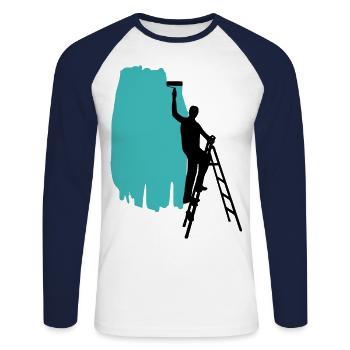Painter Painting Background turquoise - Unisex Long Sleeve Baseball T-Shirt - white/navy - Front - Nik (191cm)