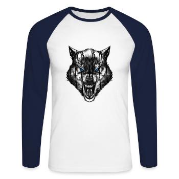 loup - T-shirt baseball manches longues Homme - blanc/marine - Devant - Nik (191cm)