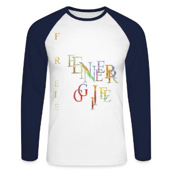 freie Energie Fridays for future bunt Frieden 1 - Unisex Baseballshirt langarm - Weiß/Navy - Vorne - Nik (191cm)