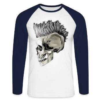 Punk's not dead - Unisex Long Sleeve Baseball T-Shirt - white/navy - Front - Nik (191cm)