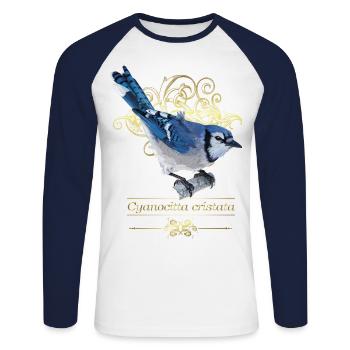 Blaue Chara - Unisex Baseballshirt langarm - Weiß/Navy - Vorne - Nik (191cm)
