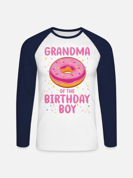Grand-mère du garçon d’anniversaire Garçon - T-shirt baseball manches longues Homme - blanc/marine