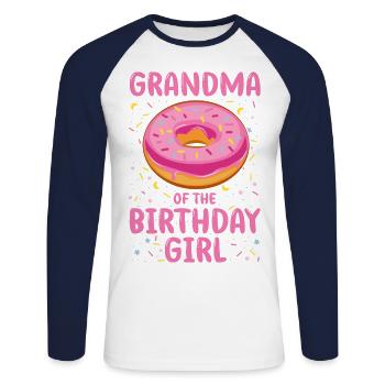 Grand-mère de la fille d’anniversaire - T-shirt baseball manches longues Homme - blanc/marine - Devant - Nik (191cm)