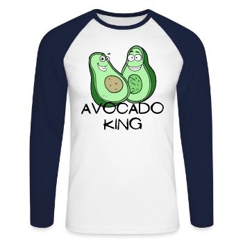 Avocado King - Unisex Long Sleeve Baseball T-Shirt - white/navy - Front - Nik (191cm)