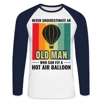 Hot Air Ballooning Hopper Balloon Ride Balloonist - Unisex Long Sleeve Baseball T-Shirt - white/navy - Front - Nik (191cm)