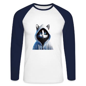 Heute möchte ich was mit Menschen machen Schubsen - Unisex Baseballshirt langarm - Weiß/Navy - Vorne - Nik (191cm)