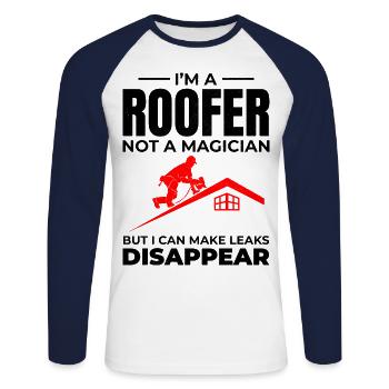 Roofer Roofing Roof Repair Mechanic Contractor - Unisex Long Sleeve Baseball T-Shirt - white/navy - Front - Nik (191cm)