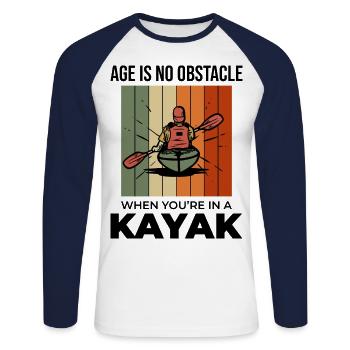 kayaking Gradma Kayak Canoe Kayaker Funny - Unisex Long Sleeve Baseball T-Shirt - white/navy - Front - Nik (191cm)