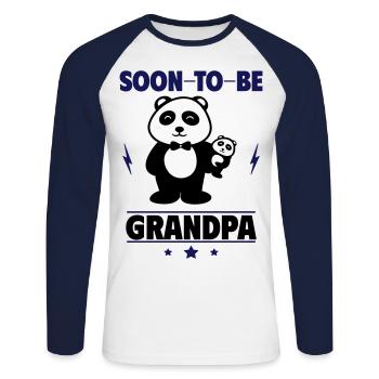 Soon Grandpa – Motif de panda amusant pour le futur grand-père - T-shirt baseball manches longues Homme - blanc/marine - Devant - Nik (191cm)