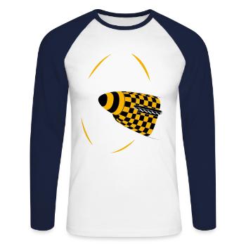 P51 NOSE/1711 - T-shirt baseball manches longues Homme - blanc/marine - Devant - Nik (191cm)