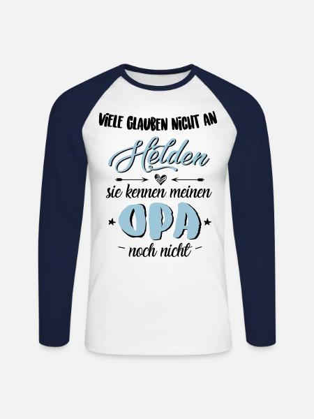 Opa Held - Unisex Baseballshirt langarm - Weiß/Navy