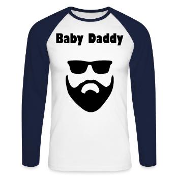 Baby Daddy Beard Sunglasses Cool - Unisex Long Sleeve Baseball T-Shirt - white/navy - Front - Nik (191cm)