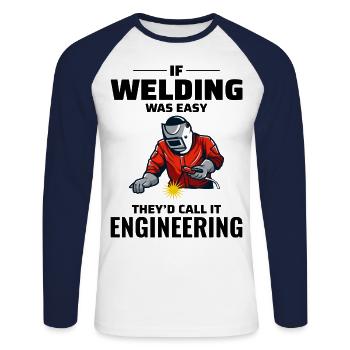 Welding Welder Metal Construction Ironworker - Unisex Long Sleeve Baseball T-Shirt - white/navy - Front - Nik (191cm)
