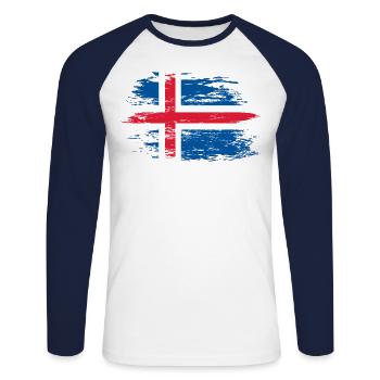 Iceland used - Unisex Long Sleeve Baseball T-Shirt - white/navy - Front - Nik (191cm)