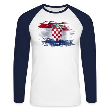 Croatia used - Unisex Long Sleeve Baseball T-Shirt - white/navy - Front - Nik (191cm)